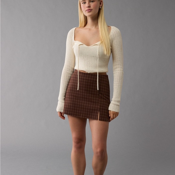 AE knit plaid skort - Picture 1 of 3
